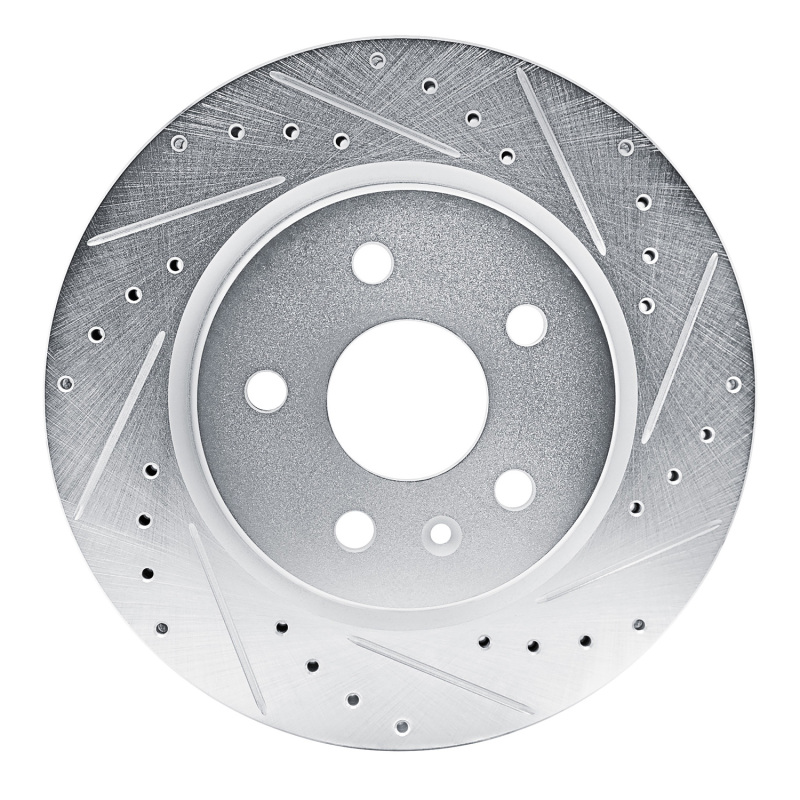 Buick EnvisIon Brake Rotor (1) - Rear Right - R1 Concepts - Drilled & Slotted - Silver - `19-`25